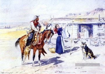 maison de thoroughman sur la gamme 1897 Charles Marion Russell Peinture à l'huile